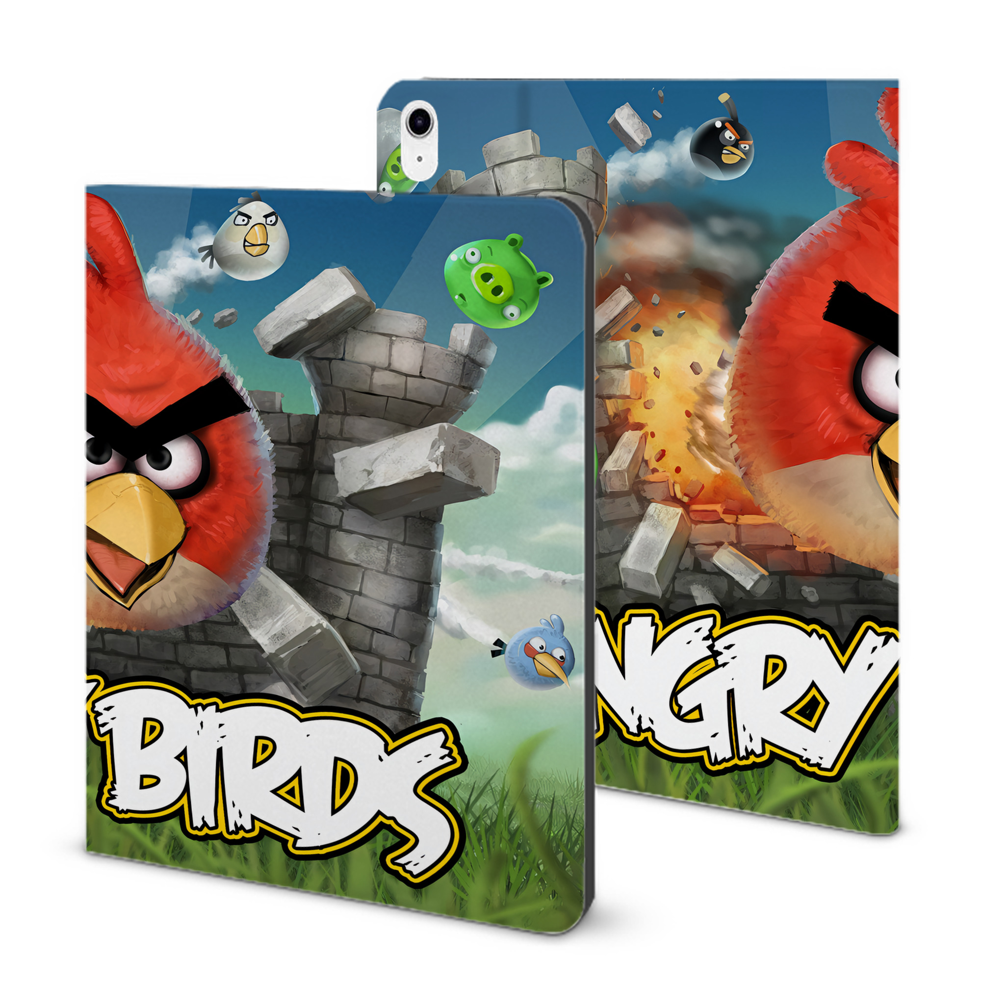 （画像用） Angry Birds アングリーバード IPad ケース ブック型 PUレザー TPU 耐衝撃 軽量 薄型 ペン収納なし 全面保護 IPad 各モデル対応